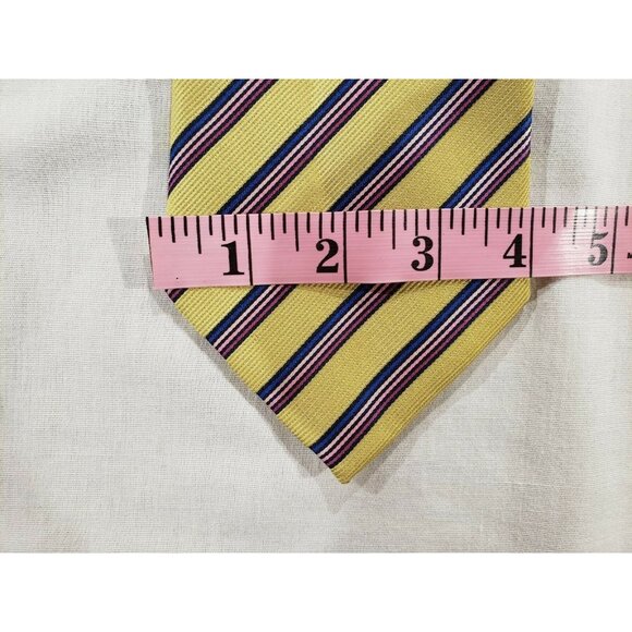 Borrelli Mens Gold/Pink/Blue Striped Hand Stitched Dress Tie - Picture 4 of 5